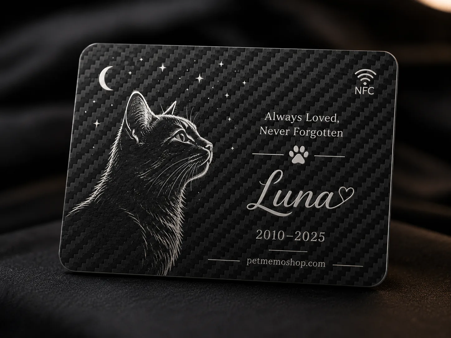 smartphone tapping carbon fiber NFC memorial tag