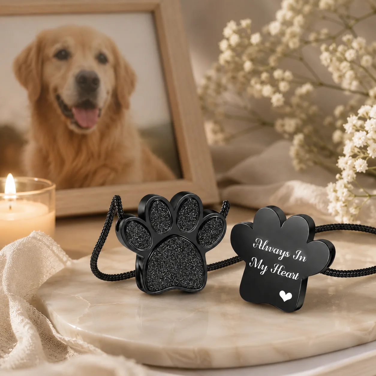 pet memorial jewelry with engraved pendant